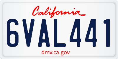 CA license plate 6VAL441