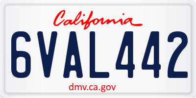 CA license plate 6VAL442