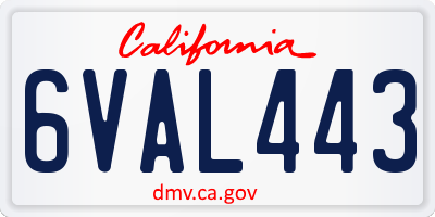 CA license plate 6VAL443