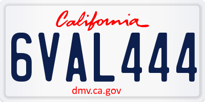 CA license plate 6VAL444