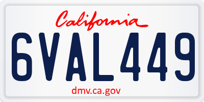 CA license plate 6VAL449