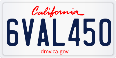 CA license plate 6VAL450
