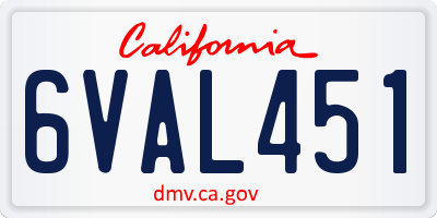 CA license plate 6VAL451