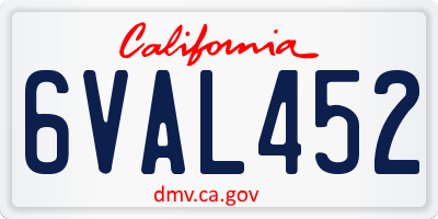 CA license plate 6VAL452