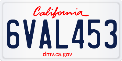 CA license plate 6VAL453