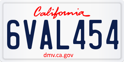 CA license plate 6VAL454
