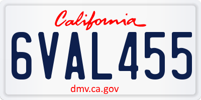 CA license plate 6VAL455