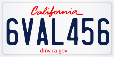 CA license plate 6VAL456