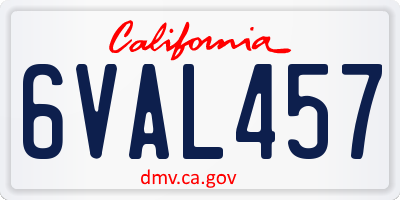 CA license plate 6VAL457