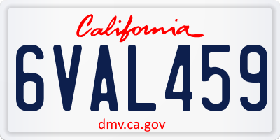 CA license plate 6VAL459