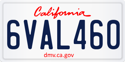 CA license plate 6VAL460