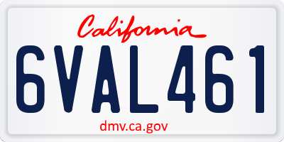 CA license plate 6VAL461