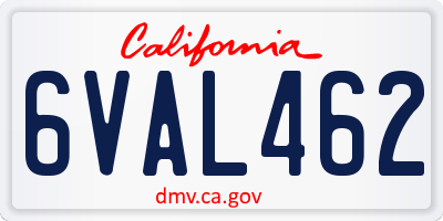 CA license plate 6VAL462