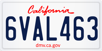 CA license plate 6VAL463