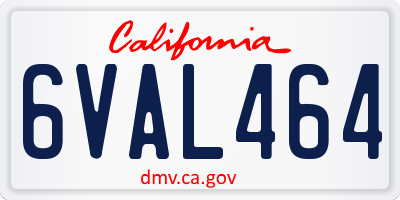 CA license plate 6VAL464