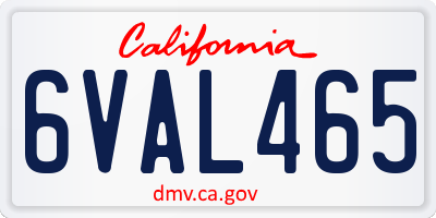 CA license plate 6VAL465