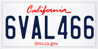 CA license plate 6VAL466