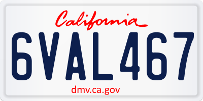 CA license plate 6VAL467