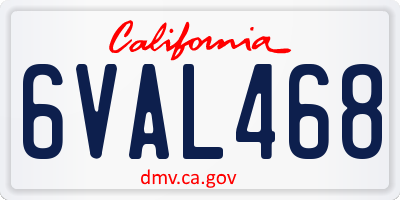 CA license plate 6VAL468