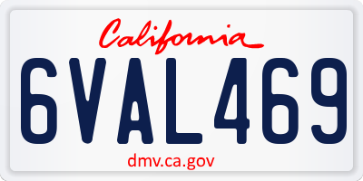 CA license plate 6VAL469