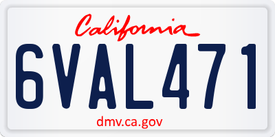 CA license plate 6VAL471