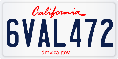 CA license plate 6VAL472