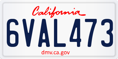 CA license plate 6VAL473