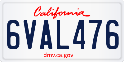 CA license plate 6VAL476