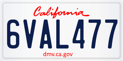 CA license plate 6VAL477