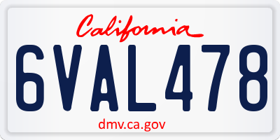 CA license plate 6VAL478