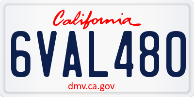 CA license plate 6VAL480