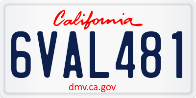 CA license plate 6VAL481