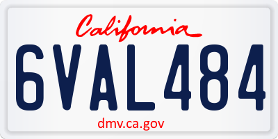 CA license plate 6VAL484