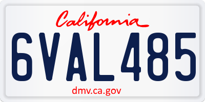 CA license plate 6VAL485
