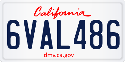 CA license plate 6VAL486