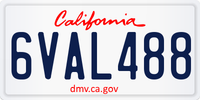 CA license plate 6VAL488