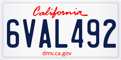 CA license plate 6VAL492