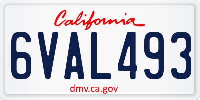 CA license plate 6VAL493