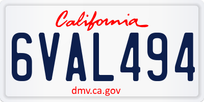 CA license plate 6VAL494