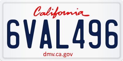 CA license plate 6VAL496