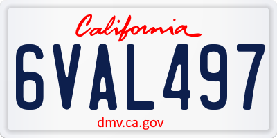 CA license plate 6VAL497