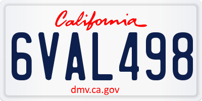 CA license plate 6VAL498