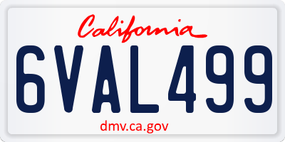 CA license plate 6VAL499