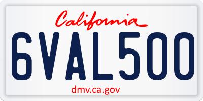 CA license plate 6VAL500