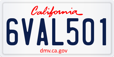 CA license plate 6VAL501