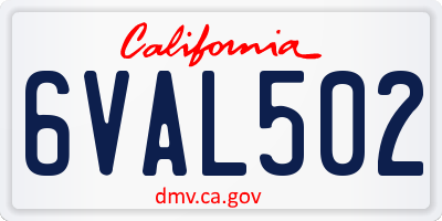 CA license plate 6VAL502
