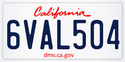 CA license plate 6VAL504