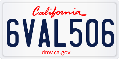 CA license plate 6VAL506