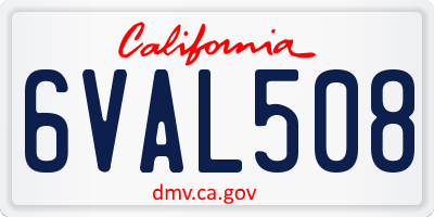 CA license plate 6VAL508