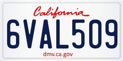 CA license plate 6VAL509